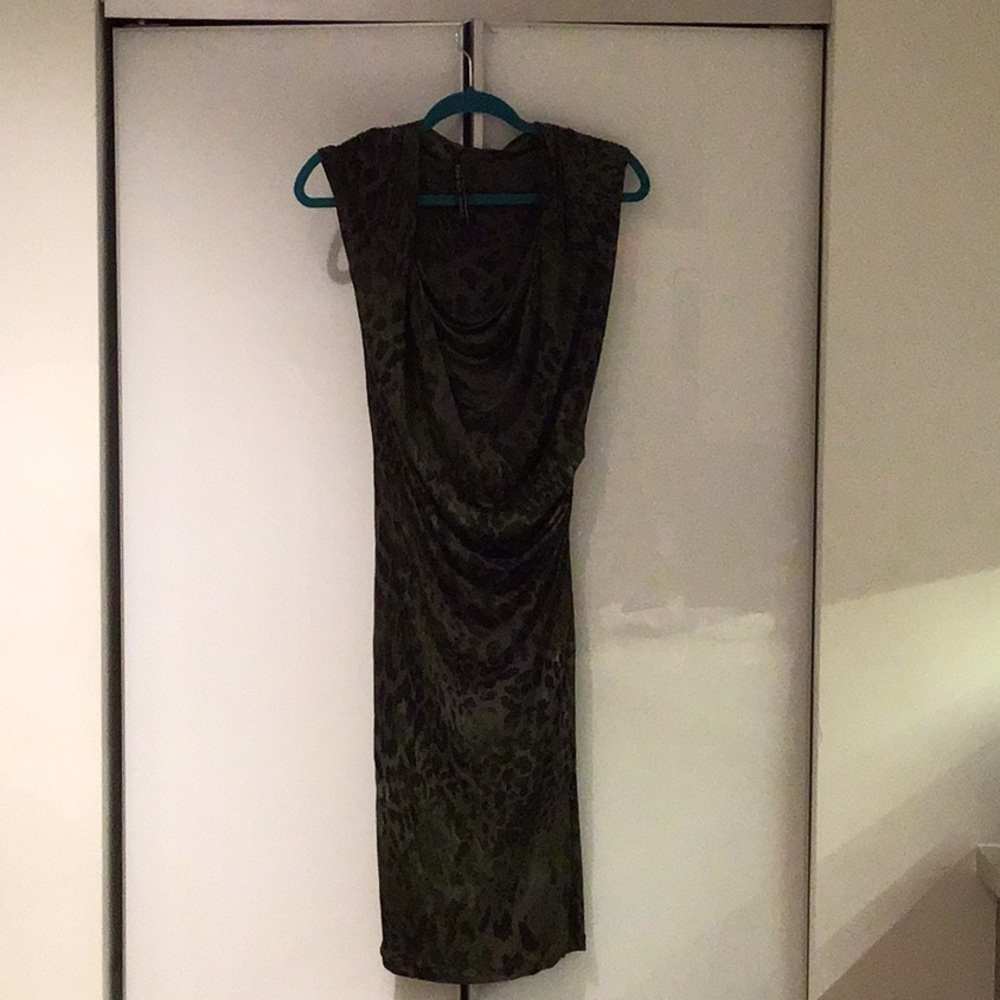 Slinky green and black leopard print dress